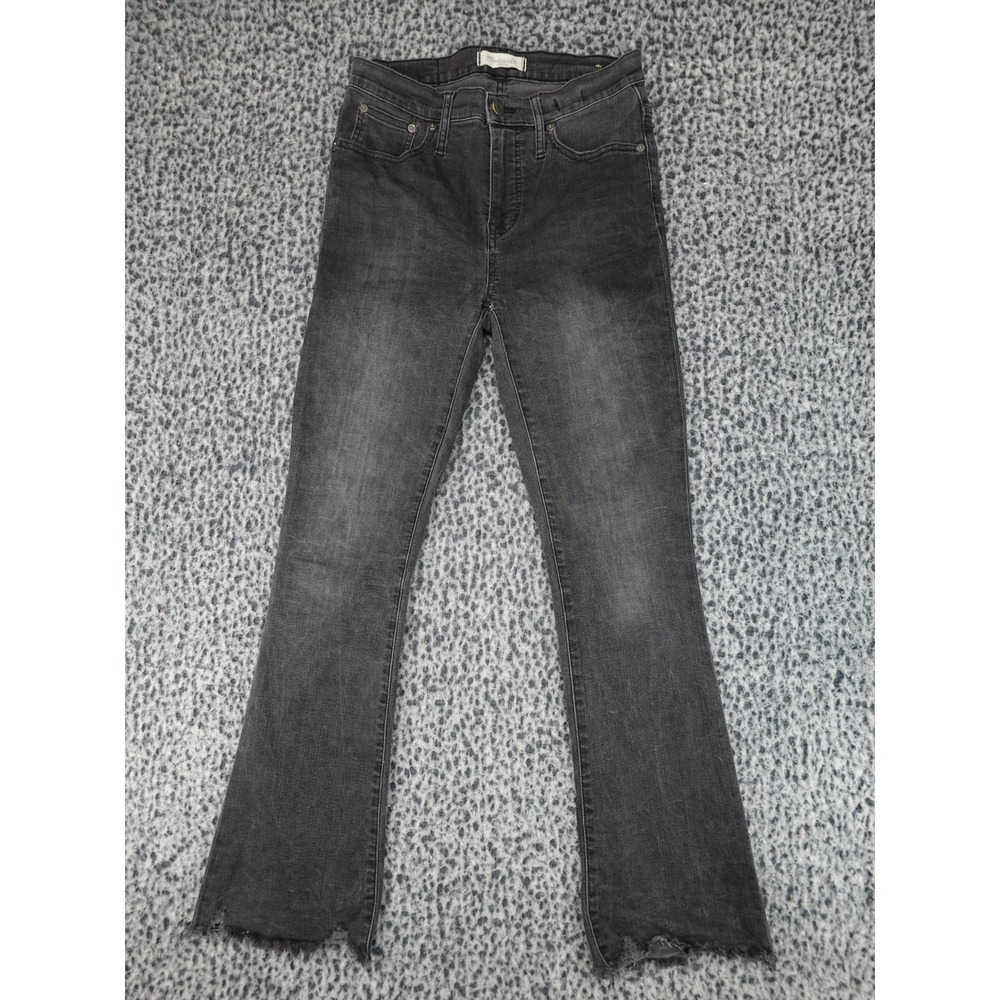 Madewell Cali Demi-Boot Jeans Womens 26T Black Good High Rise Raw Hem Stretch